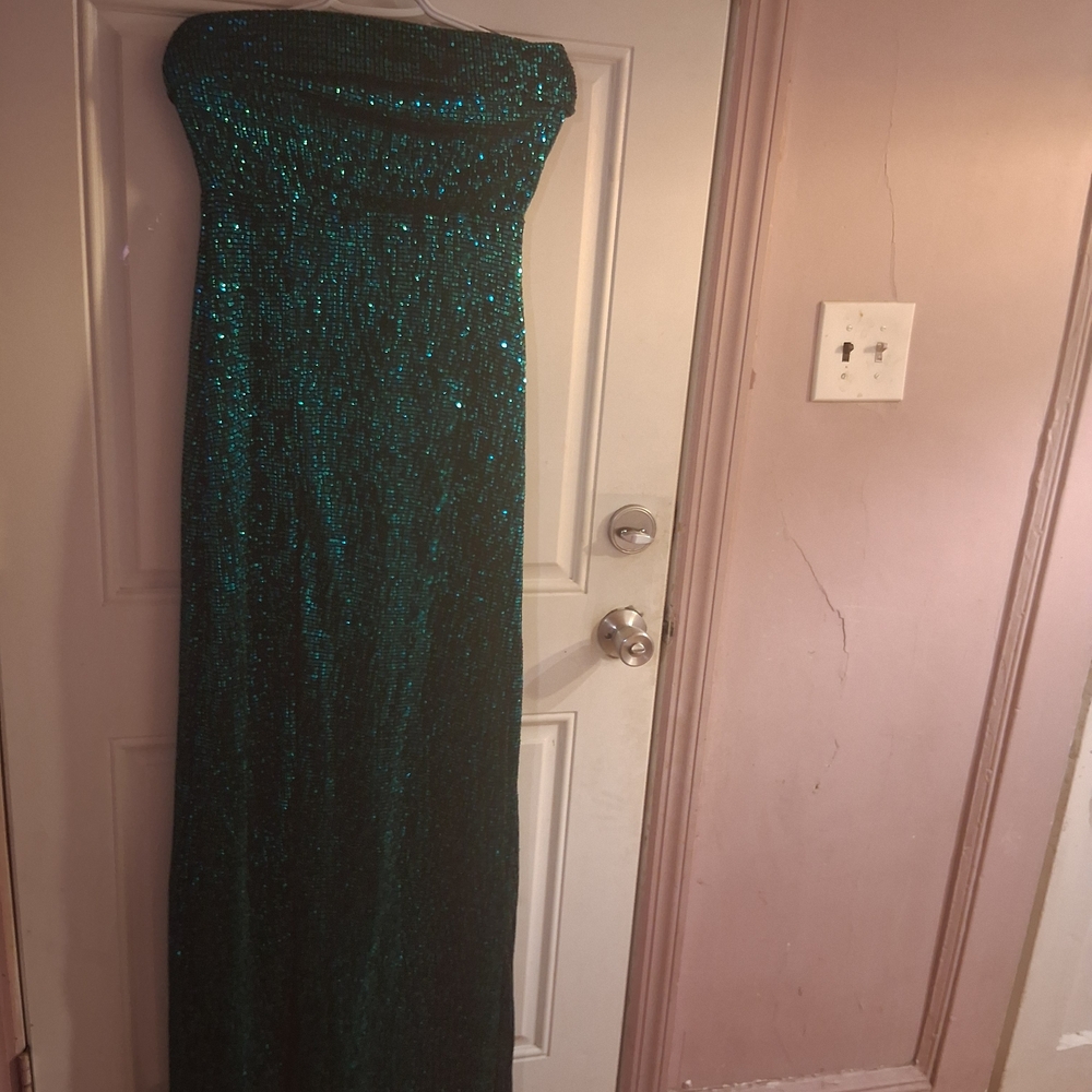 Emerald Strapless Sequin Dress